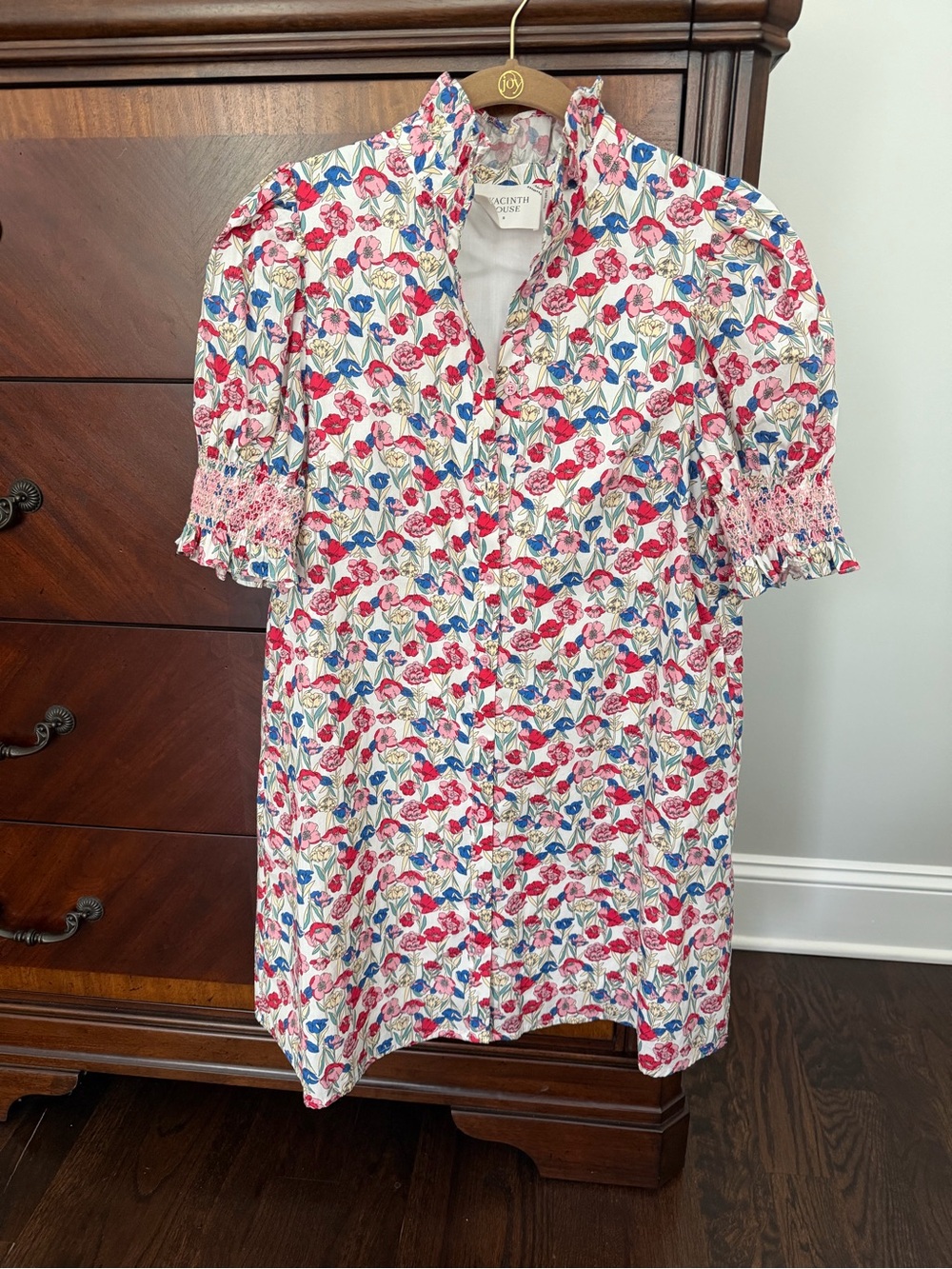 Hyacinth House - Tuckernuck Red & Blue Clover Floral Mini Lou Lou Dress
-